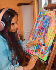 Guajardo Original Art: Neon Monarch Butterfly 14X11 Canvas Comes with 3D Glasses