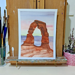 Original Watercolor Painting Arches National Park Moab Utah 9×12 by Jake J