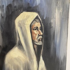 Original Vintage Oil Painting on Canvas Robed Man Signed