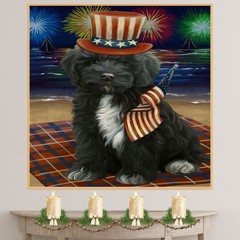 4th of July Fireworks Cockapoo Dog Canvas Print Patriotic Wall Art Gifts for Mom