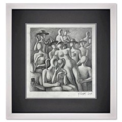 Mark Kostabi „Backstage Pass“ Framed Original Art Hand Signed