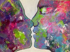 8”x10” The Kiss, Signed By Artist, Original Acrylic Canvas, OOAK, COA.