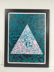 Keith Haring Acrylic Painting on Canvas 1983 Framed Original Pop Art