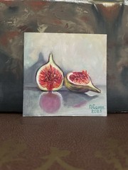 original oil paintingе, Figs,still life, Wall Art,gift, miniature 15х15 cm