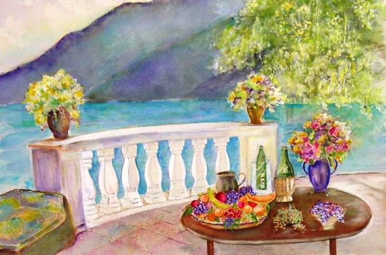 Suzanne Obrand, Holocaust Survivor, Watercolor Painting „Mediterranean Delight“