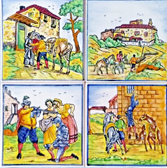 J.Roig RARE VTG HandPainted 12 Tiles Barcelona 6″ x 6″ Signed Artist JRoig
