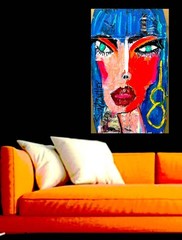 Modern Colorful Pop Art LADY PORTRAIT PAINTING 15 x 21 Original SWARTZMILLER DNA