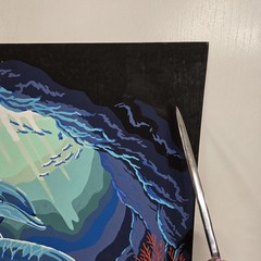 Dolphins ride Finished Acrylic Painting Paint By Number Nautical Ocean 20×16