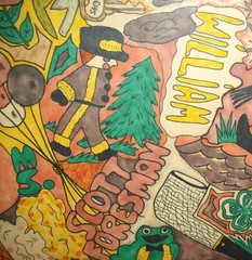 Old Vtg 1970s Belleville Ill Watercolor Pen Painting Psychedelic Art Peace Love