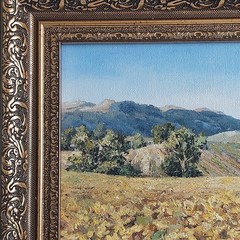 Sunflower Oil Painting Tuscany Landscape Framed Original Wall Art Rustic Decor