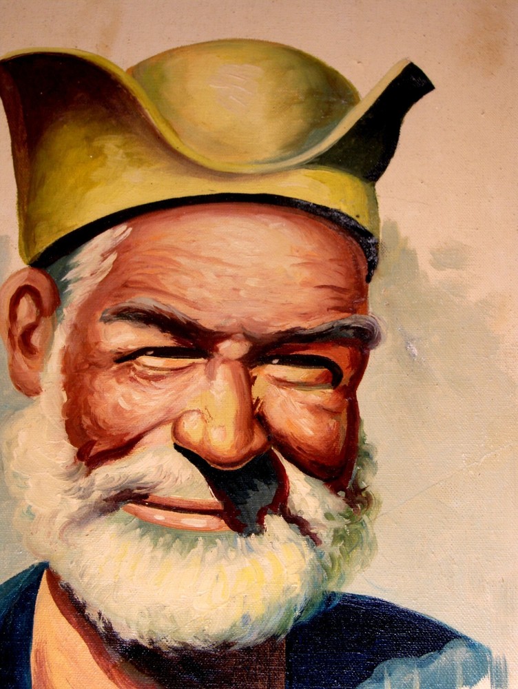 VINTAGE Man Portrait Signed Kazarian Hand Painted Oil Canvas Art Gallery – Iran