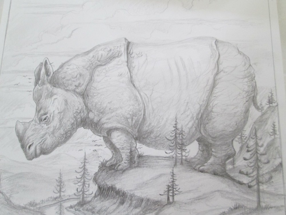 Scott Musgrove lowbrow original Rhino drawing