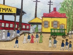 2 Primitive Paintings by L M Spaeth of Pitman New Jersey & Alcyon Park Boardwalk
