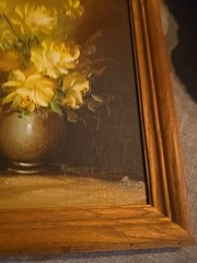 Robert Cox Original Oil Painting Floral Roses In Vase Framed