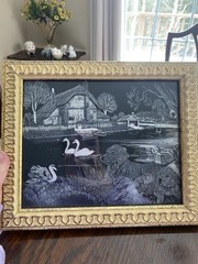 Framed Scratch Board Artwork