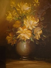 Robert Cox Original Oil Painting Floral Roses In Vase Framed