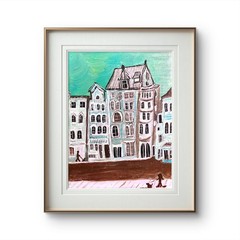Amsterdam Street Scene Painting Original Acrylic Dutch Cityscape Stroopwafel