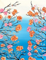 Original Cherry Blossoms Art 14×11 Canvas Contemporary Modern Home Museum Decor