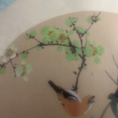 10” Chinese Asian Signed Watercolor Silk Oriole Bird And Blossoms Art