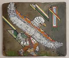 Vintage Carole Sandrock Oil on Slate Eagle Dancer Black Foot Tribe 12″ x 10″