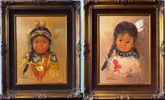 Vintage Oil Paintings Native American Boy & Girl – Signed Artistic Interiors COA