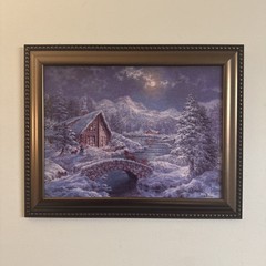 Framed Oil Painting Winter Landscape 19 X 15 Inches