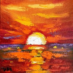 Original Oil Painting Coastal Landscape Impressionism Modern Sunset Wall Art 4×4