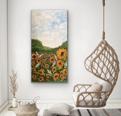 ORIGINAL Oil Painting Stretch Canvas 18 X36 Palette by Angela