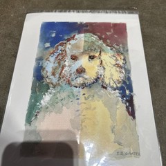 Original Watercolor Poodle Dog Painting Pet Lover Gift Modern Art 10.5 x 8.5