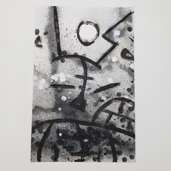 outsider art cat painting original on paper by New York graffiti artist PUKE