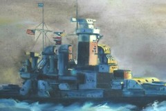 Vintage M. ERNST Navy Ship Acrylic Canvas Painting Signed Framed