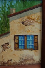 Vtg 90’s Original Signed Gloria Oyanes Oil Painting „Country House & Road“ 18X14