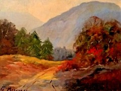 1961 Oil Painting by Lucille Marshall 16 X 20 inches Landscape With Hills Trees