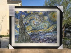 NEW Silver Glitter Hand-painted Oil-Acrylic Painting Van Gogh Starry Night Art