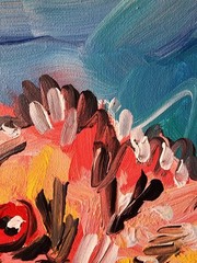 Original Abstract Expressionist Dog Canvas 16×12 Colorful Modern Fine Art