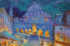 Amalfi Coast art Original painting IMPRESSIONISM Oil on panel by S Chernyakovsky