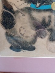 Beautiful Siamese Cat in Chalk Framed and Matted Wood Frame 16.5 x 13.5″ Cute!