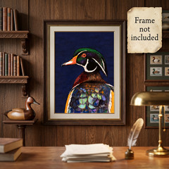 Hand Painted Original Wood Duck Drake by Jeff Miller, Not a print, Signed