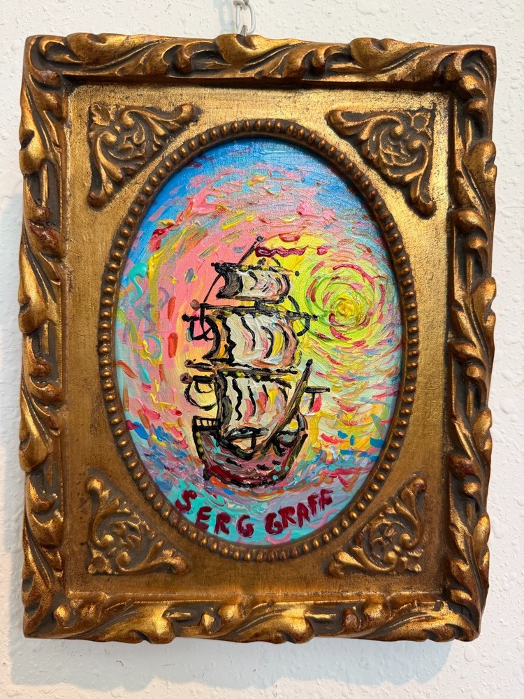 Dawnstar Original Nautical Painting by Serg Graff Framed Sailing Ship Art COA