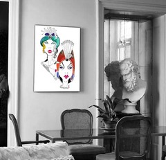 Well Known Artist Celebrity Famous Wall Art Watercolor Painting Drawing 2 Ladies