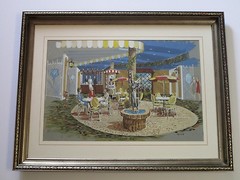 MID CENTURY PAINTING BAR CAFE PATIO ARCHITECTURAL HARRY HEINE RETRO 1950’S DECOR