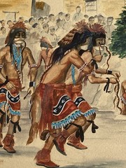 Raymond Naha VTG Arizona Native American Hopi Folk Snake Dance Ceremony Painting