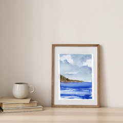 OOAK Painting Watercolor Seascape Ocean Landscape NOT A PRINT 5×7 SaraClaireArt