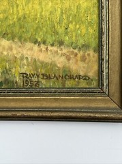 ANTIQUE AMERICAN FOLK ART REGIONALISM PAINTING FARM LANDSCAPE CHILDREN 24 INCH