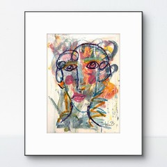 SAMATOWIC Woman 9X12 Original Abstract Expressionism Paper Handmade Signed 29