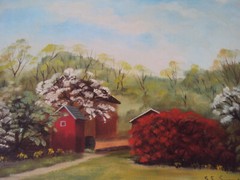1962 Sara E Swartley Bucks County Oil 12 x 16 Spring Landscape Sellersville PA