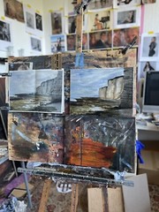 Original Ölgemälde Étretat Kreidefelsen Meer Küste Impressionismus Handgemalt