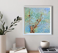 Birds Nest Abstract Oil Painting 25x25cm Landscape Original Painting on Painting Board
