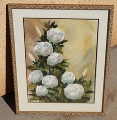 LEWIS SUZUKI California watercolor Still Life with White Flowers