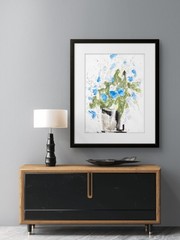 Bright Pop Art Chinese Flower Vase Original 11×14 Modern Botanical Still Life